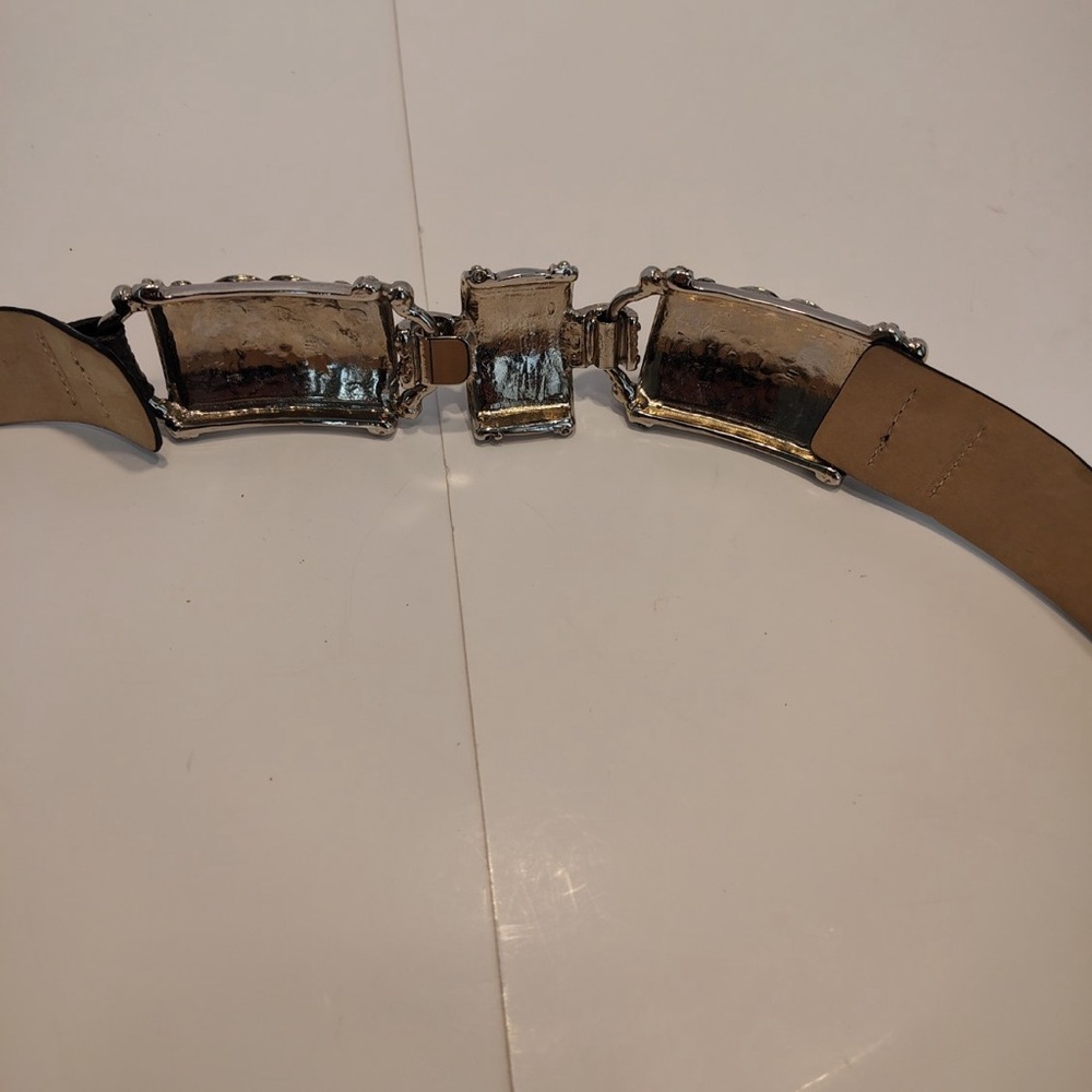 WCM New York ITALIAN Leather Luxury Black Belt Turquoise Western Women M - Picture 14 of 15